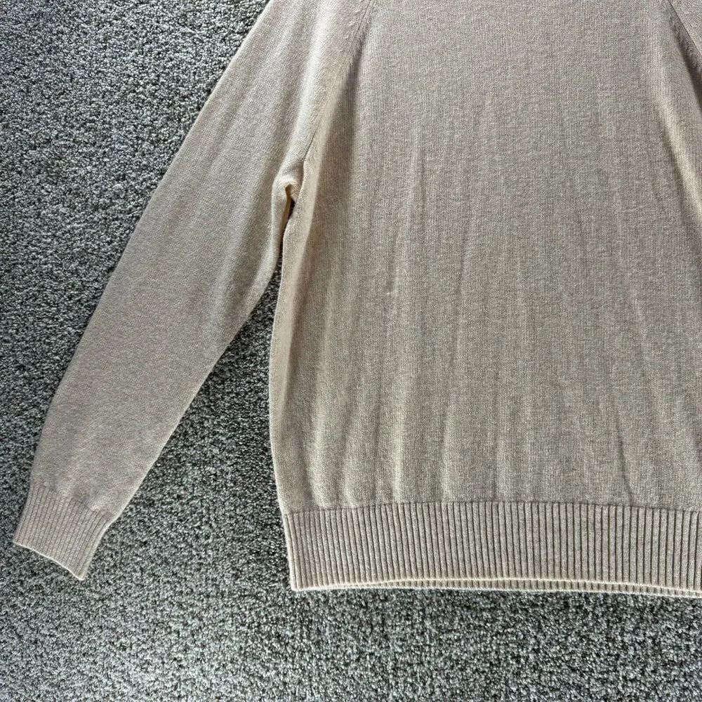 J Crew‎ Sweater Mens Extra Large Beige Lambswool Pullover Knit Long Sleeve Adult